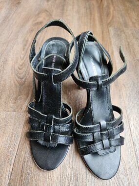 Banana Republic made in italy leather strappy heel black women's sandals sz 6